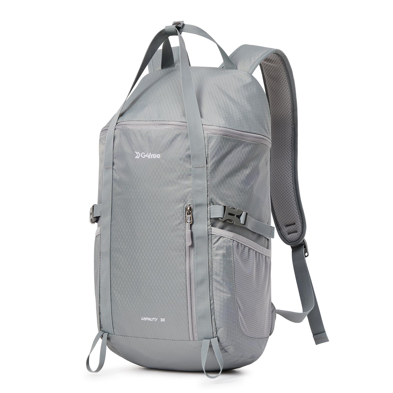 G4Free 35L Travel Daypack Waterproof Hiking Backpack for Camping Outdoor Sports Men Women (Light Grey)