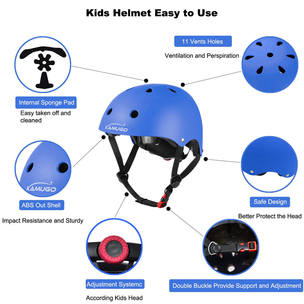 Kamugo Kids Bike Helmet, Toddler Helmet For Ages 2-8 Boys Girls With Sports Protective Gear Set Knee Elbow Wrist Pads For Skateb
