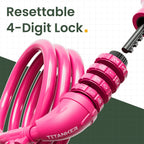Titanker Bike Lock, 4 Feet Security Resettable Combination Coiling Bike Cable Locks With Mounting Bracket, 1/2 Inch Diameter (Pi