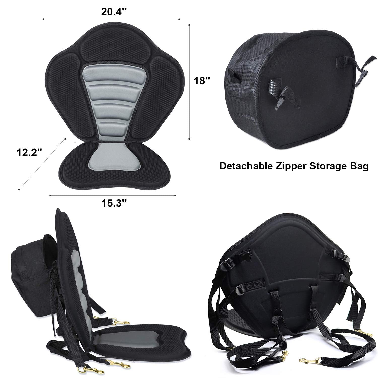2 Pack Of Kayak Seat Deluxe Padded Canoe Backrest Seat Sit On Top Cushioned Back Support Sup Paddle Board Seats With Detachable