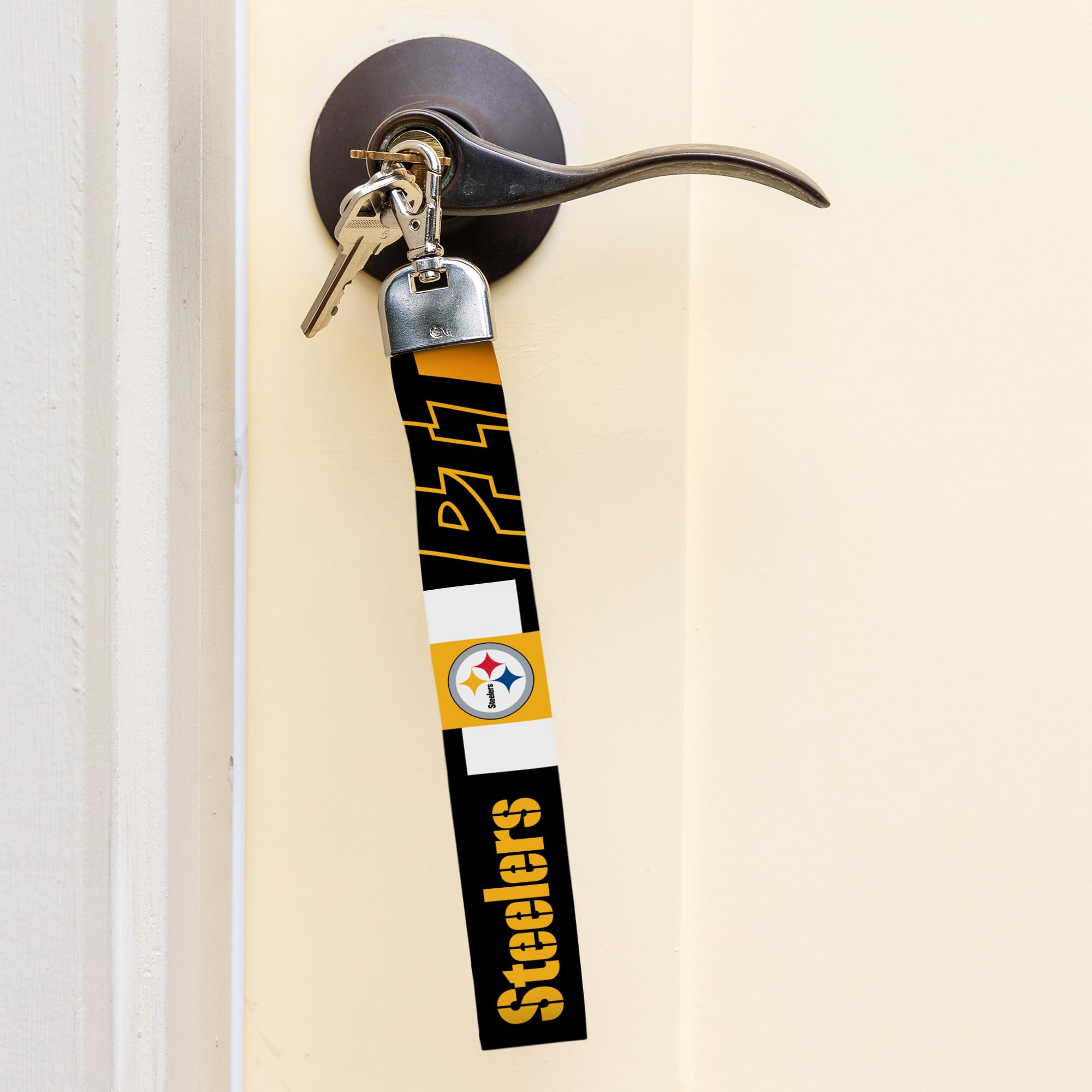 Rico Industries Nfl Football Pittsburgh Steelers Standard Wrist Lanyard Key Chain, Cute Wristlet Strap Keychain Holder For Women