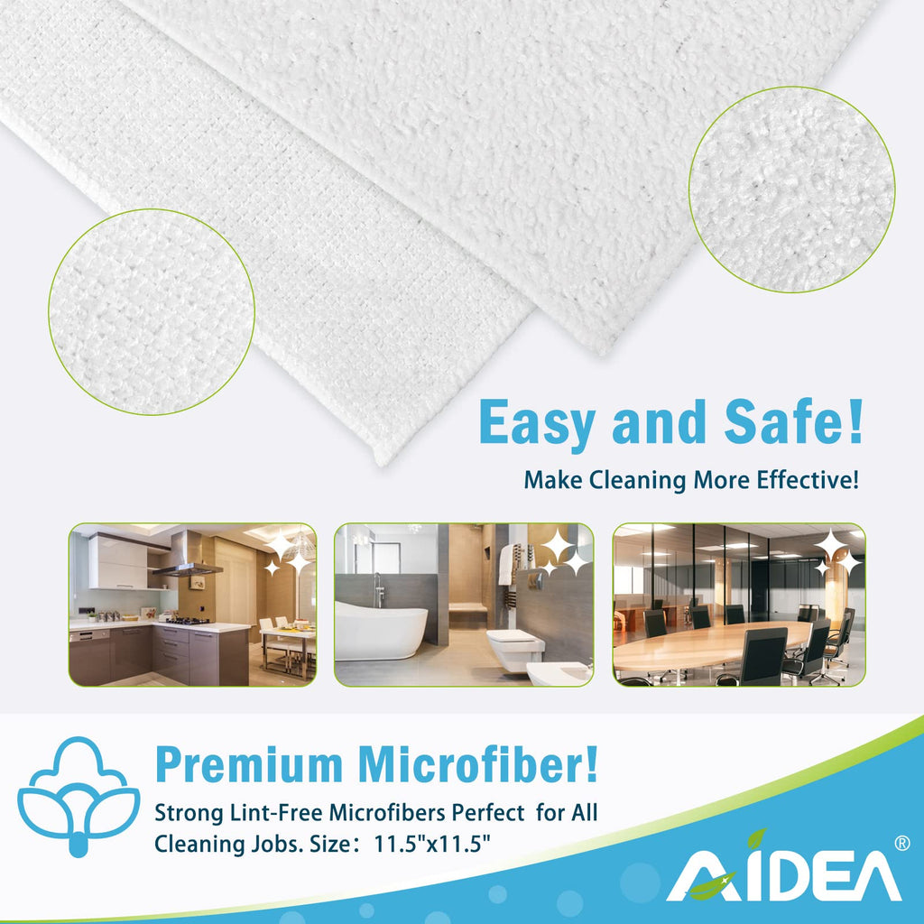 Aidea Microfiber Cleaning Cloths White-50Pk, Strong Water Absorption, Lint-Free, Scratch-Free, Streak-Free, Dish Towels White (1