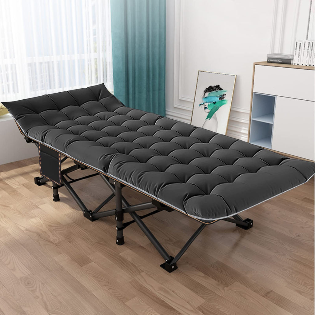 Lilypelle Folding Camping Cot Xl, Heavy Duty Sleeping Cots With Carry Bag, Double Layer Oxford Portable Travel Camp Cots For Hom