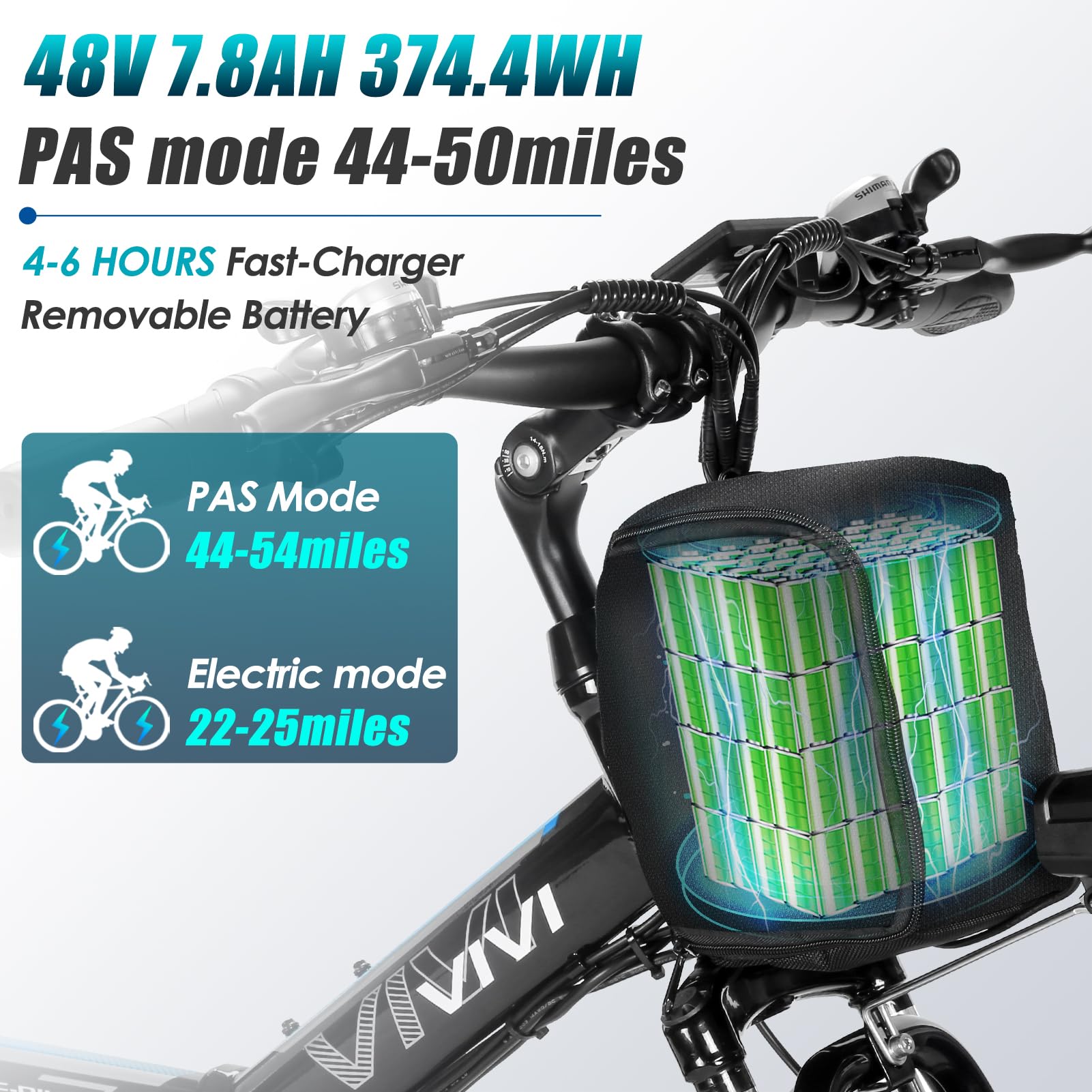 Vivi M026Tgb Electric Bike 26'' Electric Bike For Adults, Folding Electric Mountain Bike With 500W Motor, 48V Removable Lithium-