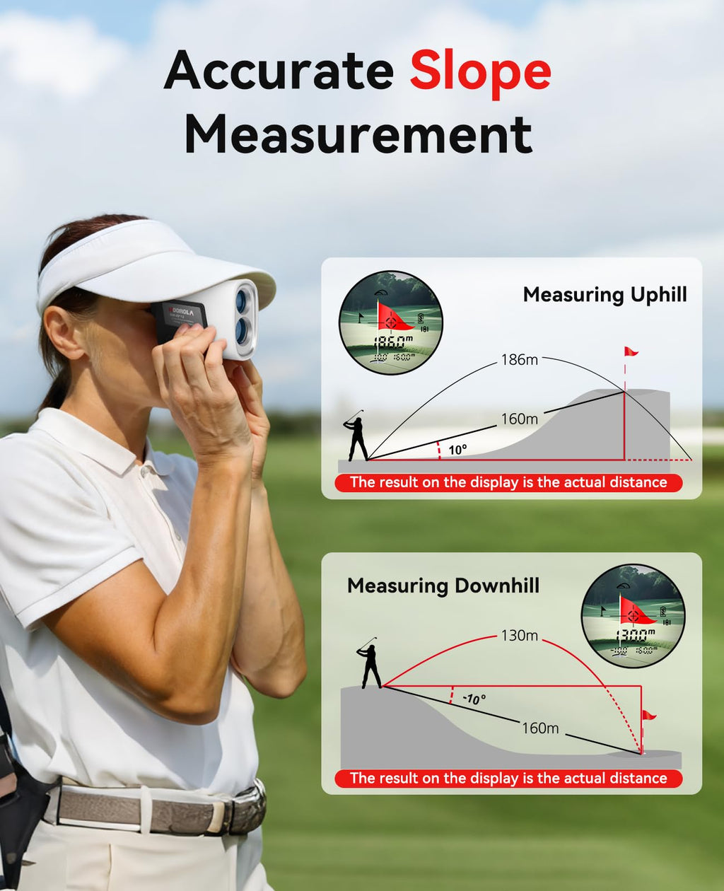 Hoorola Range Finder Golf, 1200 Yards Rangefinder with Slope, Magnetic Stripe, 7X Magnification, IP54 Water Resistant, Rechargea