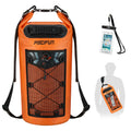 Piscifun Dry Bag, Waterproof Floating Backpack 20L with Waterproof Phone Case for Boating, Kayaking, Fishing, Orange 20L