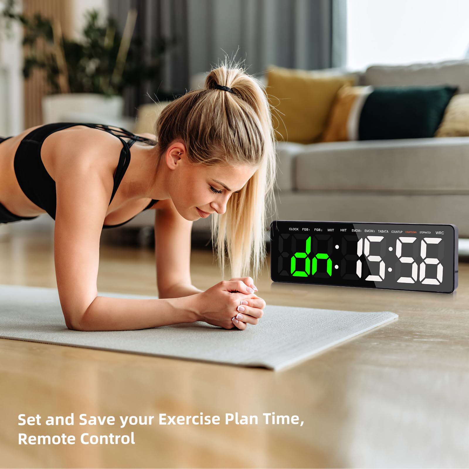 Anexer 16.5 Large Led Timer With Remote Control - Multifunction Countdown Clock For Gym, Hiit, Mma Training, Wall/Desktop Mount,