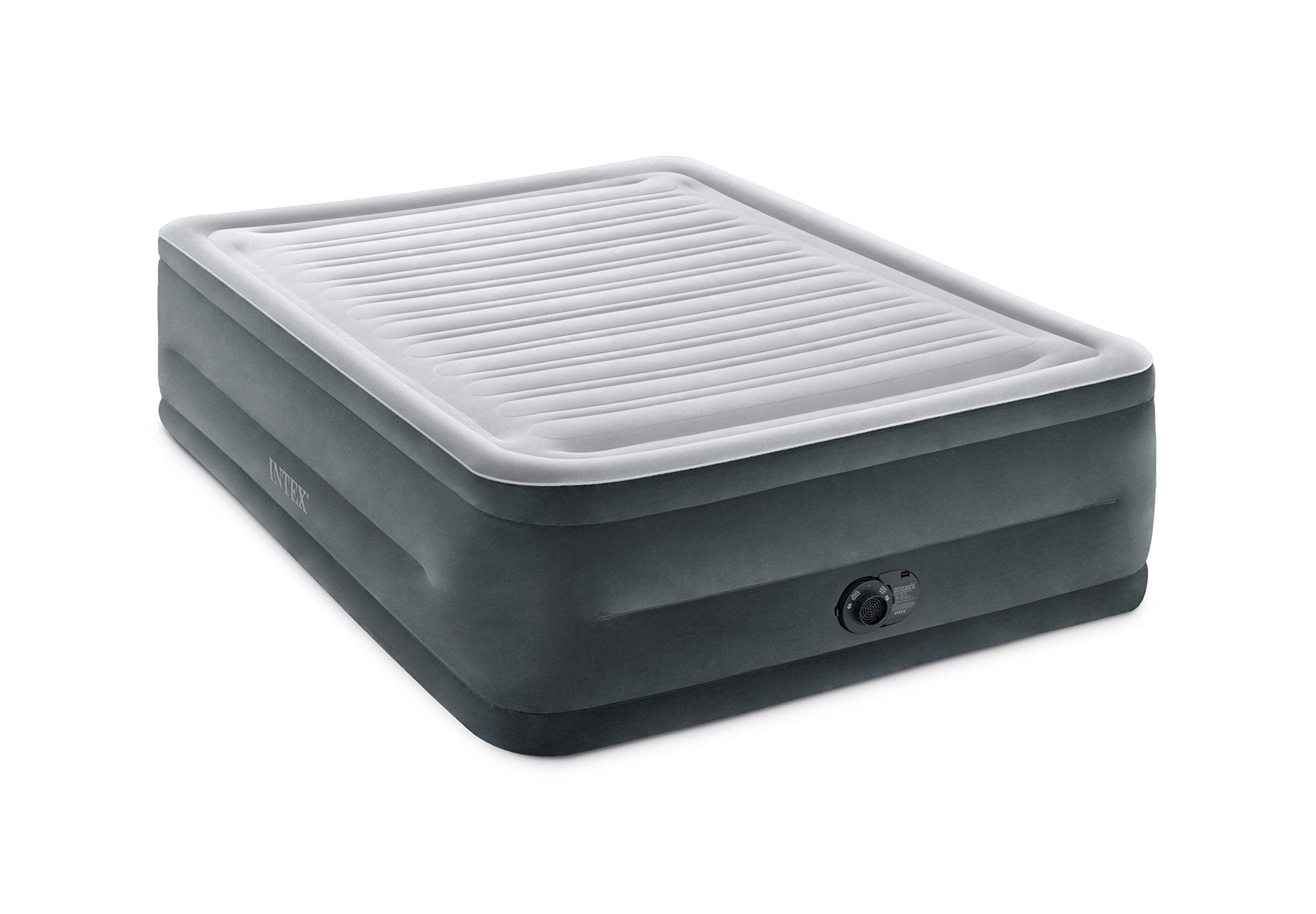 Intex 64417Ed Dura-Beam Deluxe Comfort-Plush High-Rise Air Mattress: Fiber-Tech - Queen Size - Built-In Electric Pump - 22In Bed
