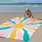 Beach Blanket Waterproof Sandproof, Large Picnic Blankets With Stakes And Storage Bag, Lightweight Quick Drying, Compact Beach M