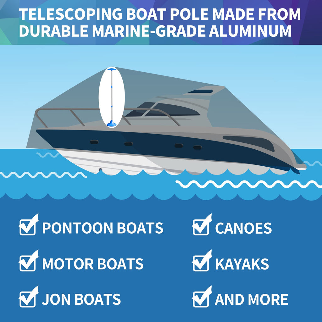 Nexcover Boat Cover Support Pole, Adjustable Aluminum Support Pole System, Valued 2 Pack, Telescoping Boat Cover Support For Jon