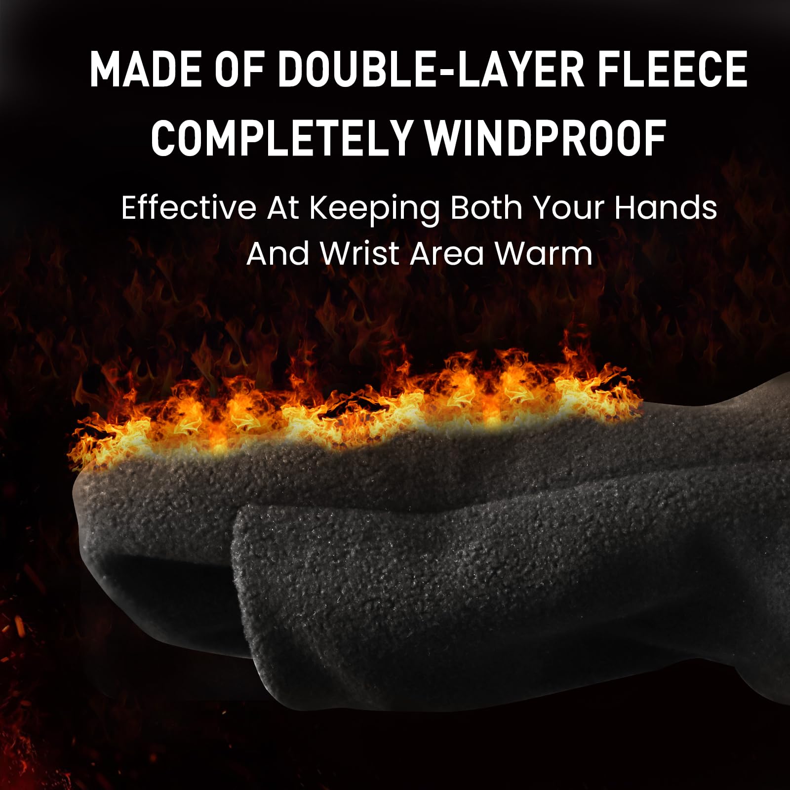 Finger Ten Winter Golf Gloves Men Mitts Mitten Warm Fleece In Pair, Pull Up Fit Soft Comfortable Set (Black, Large)