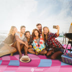 Hiwoss Beach Blanket Waterproof Sandproof Oversized 95   X 80   ,Sand Free Beach Mat With Corner Pockets,Portable Mesh Bag For T