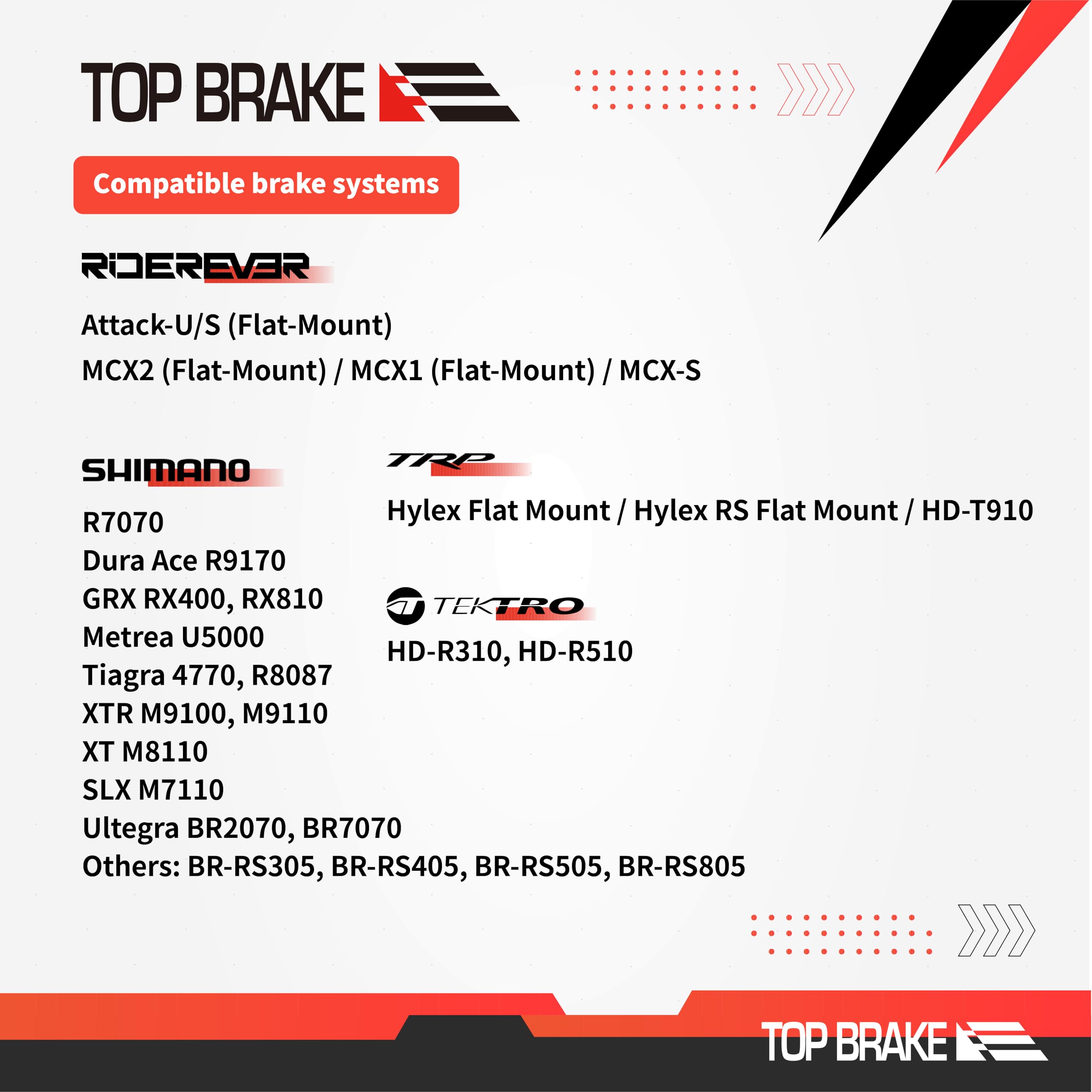 Top Brake Disc Road Bike Brake Pads For Shimano Xtr-M9100,Dura Ace R9170, Grx Rx400, Br Rs305,405,505,805; Tektro Hd-R310/R510,T