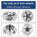 Nokins Golf Cart Hubcaps 8 Inch Set Of 4, Club Car/Ezgo/Yamaha Tires Wheel Covers,Chrome Accessory & Accessories
