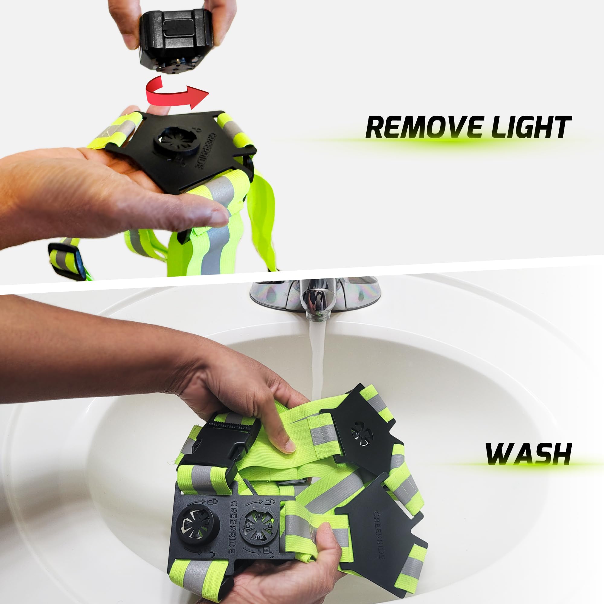 Greerride Reflective Running Vest And Gear - Reflective Vest Including Rechargeable & Removable Running Lights For Runners - Per