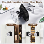 Clctk 4 Pack Glass Dummy Door Knobs, Inactive Crystal Half-Dummy Door Knobs For Closetbifold, Oil Rubbed Bronze