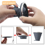 Litoexpe 4 Pack Silicone Collapsible Travel Cup Portable Folding Camping Cup Sets With Lids, Dark Gray & Pink & Navy Blue &Teal,