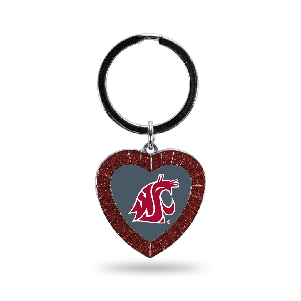 Rico Industries Ncaa Washington State Cougars Ncaa Rhinestone Heart Colored Keychain, Maroon, 3-Inches In Length