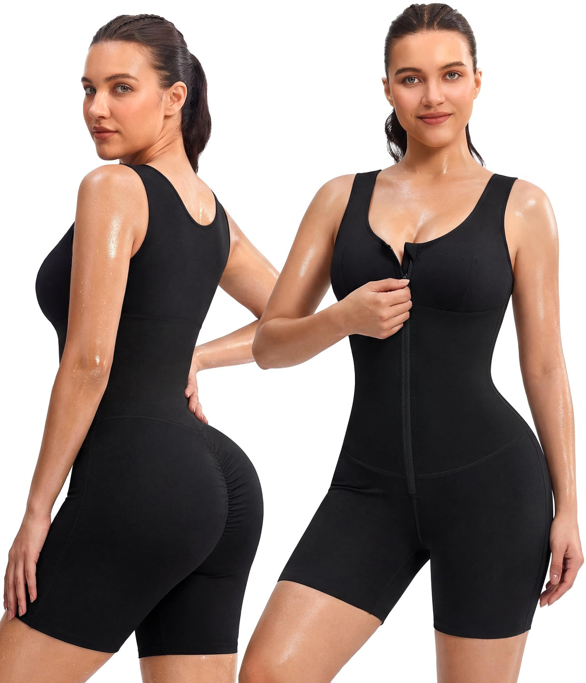 Junlan Waist Trainer for Women  Sauna Suit Women Full Boday Sauna Shirt for Working Out(Black, Large)
