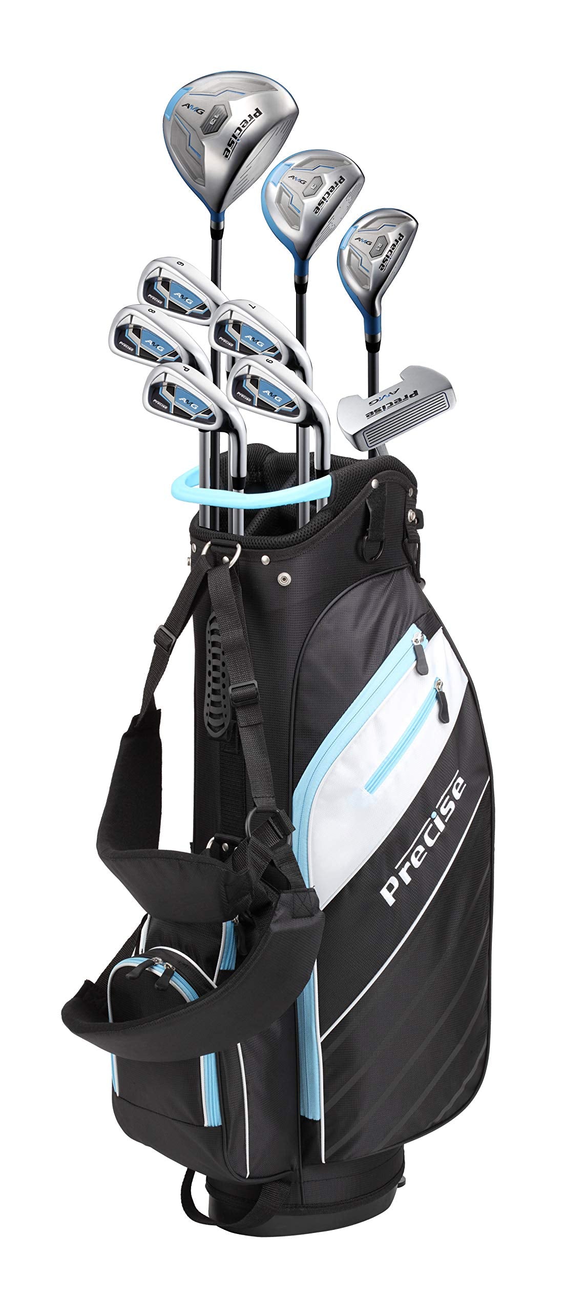 Precise Amg Ladies Womens Complete Golf Clubs Set Includes Driver, Fairway, Hybrid, 6-Pw Irons, Putter, Stand Bag, 3 H/Cs - Choo