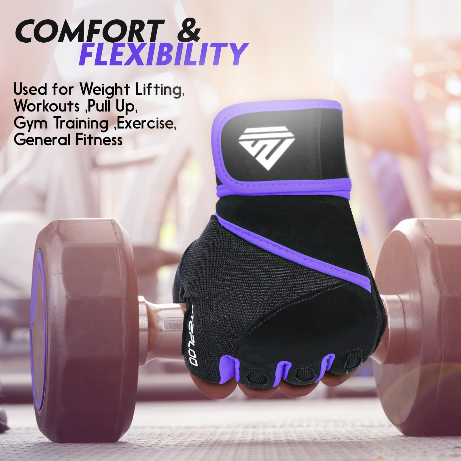 Htzploo Workout Gloves Gym Gloves Weight Lifting Gloves For Women With Full Palm Pad,Strong Wrist Wraps Support,Enhanced Grip,Fo