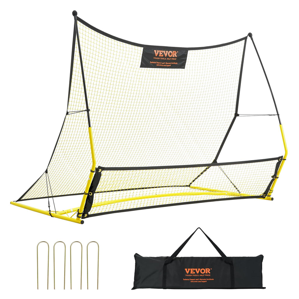 Vevor Soccer Trainer, 2-In-1 Portable Soccer Rebounder Net, 71''X40'' Iron Soccer Practice Equipment, Sports Football Rebounder