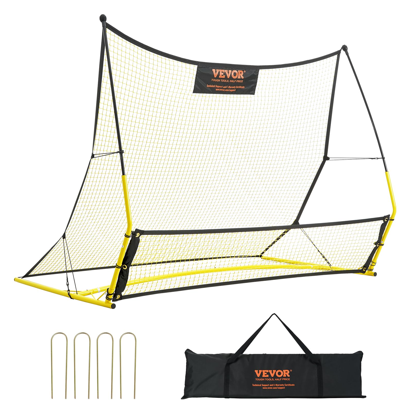 Vevor Soccer Trainer, 2-In-1 Portable Soccer Rebounder Net, 71''X40'' Iron Soccer Practice Equipment, Sports Football Rebounder