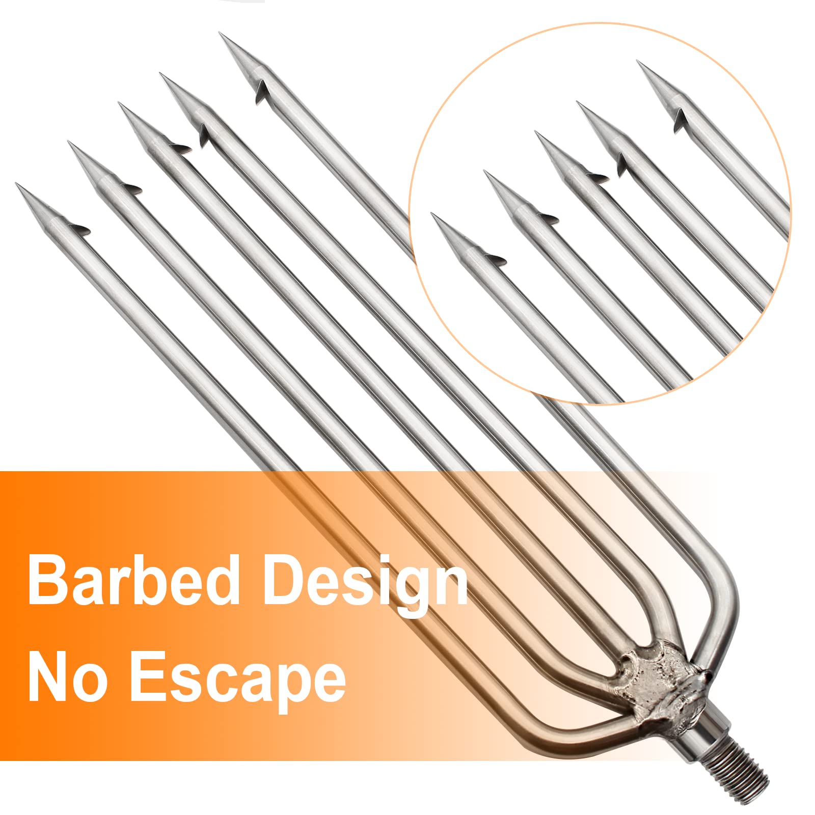 Regito Fishing Harpoon, Stainless Steel Barbed Spear With Aluminum Alloy Rod Gig Gaff, 8Mm Screw For Outdoor Landing Large Fish