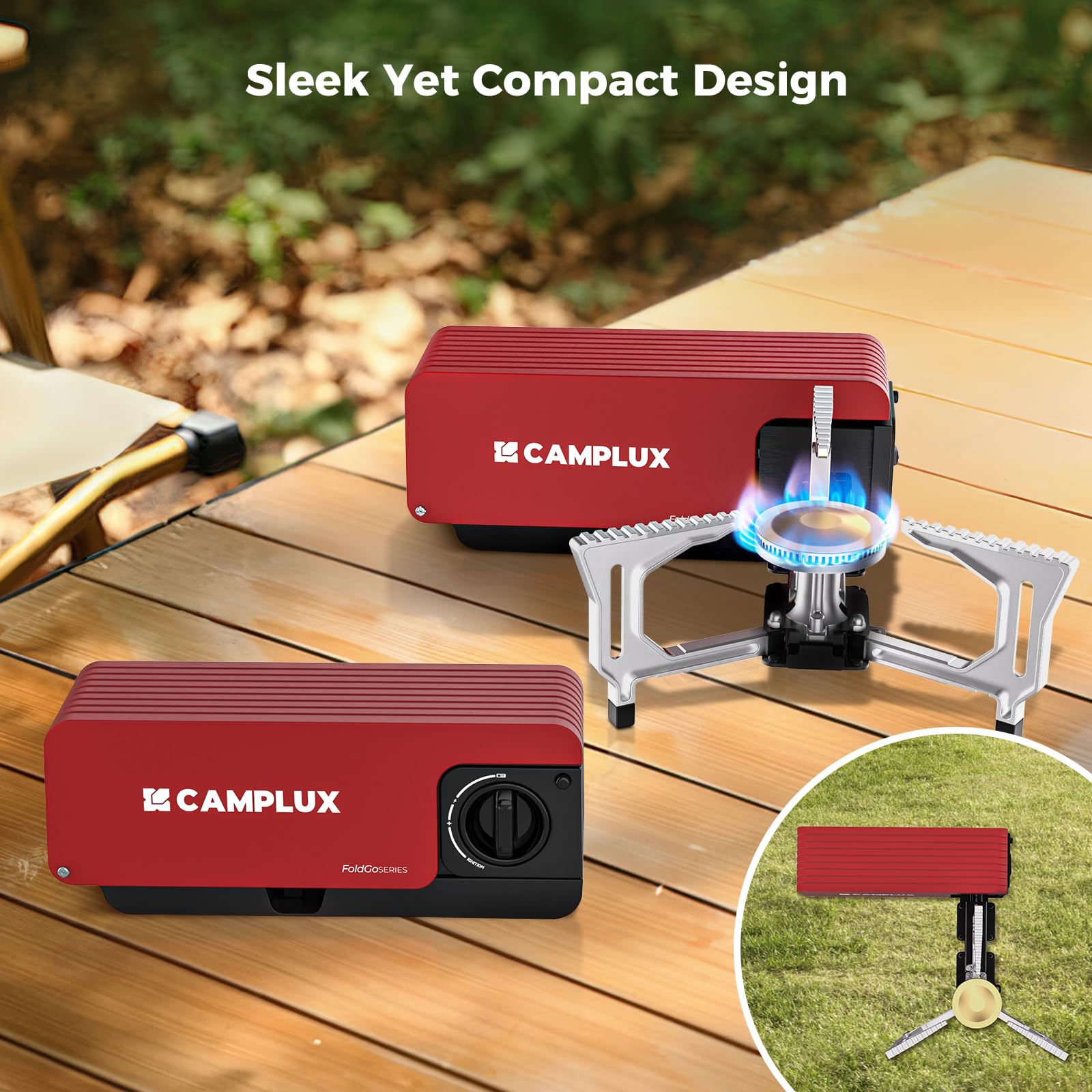 Camplux Foldgo Camping Stove, 7500 Btu Portable Butane Gas Stove, Foldable Cassette Stove With Carry Bag & Adjustable Burner, Cs