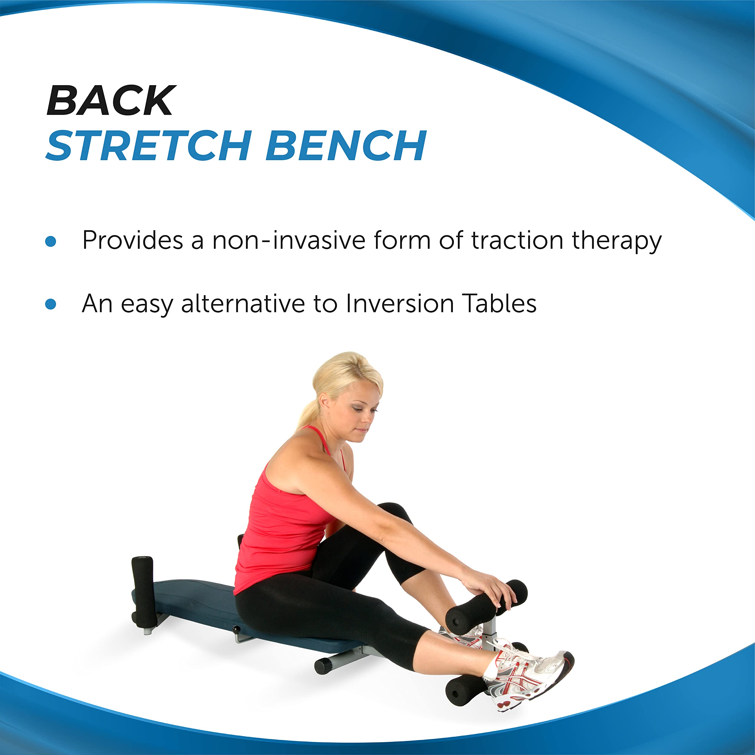 Stamina Inline Back Stretch Bench Upper And Lower Back Stretcher - No Inversion Decompression Fitness Equipment - Up To 250 Lbs