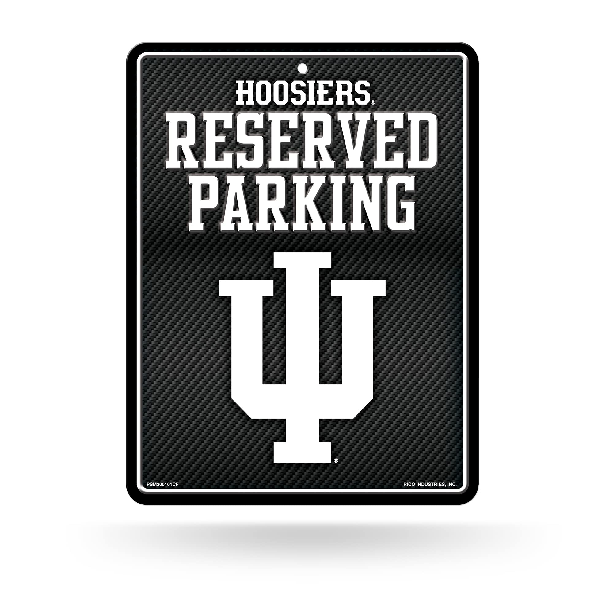 Rico Industries NCAA Indiana Hoosiers Metal Parking Sign 8.5 x 11 Carbon Fiber Metal Parking Sign - Great for Man Cave, Bed Room