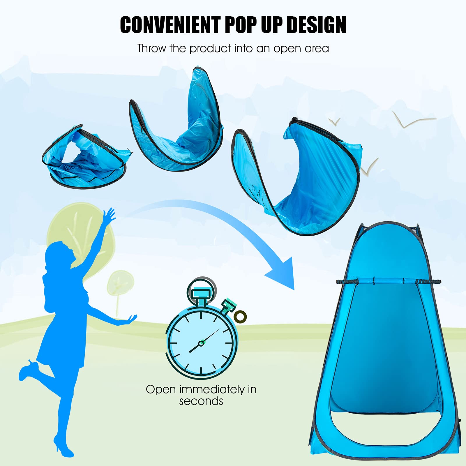 Giantex Pop-Up Privacy Tent, Shower Tent Portable Changing Room W/Carry Bag, Camping Toilet Bathroom, Privacy Shelter For Campin