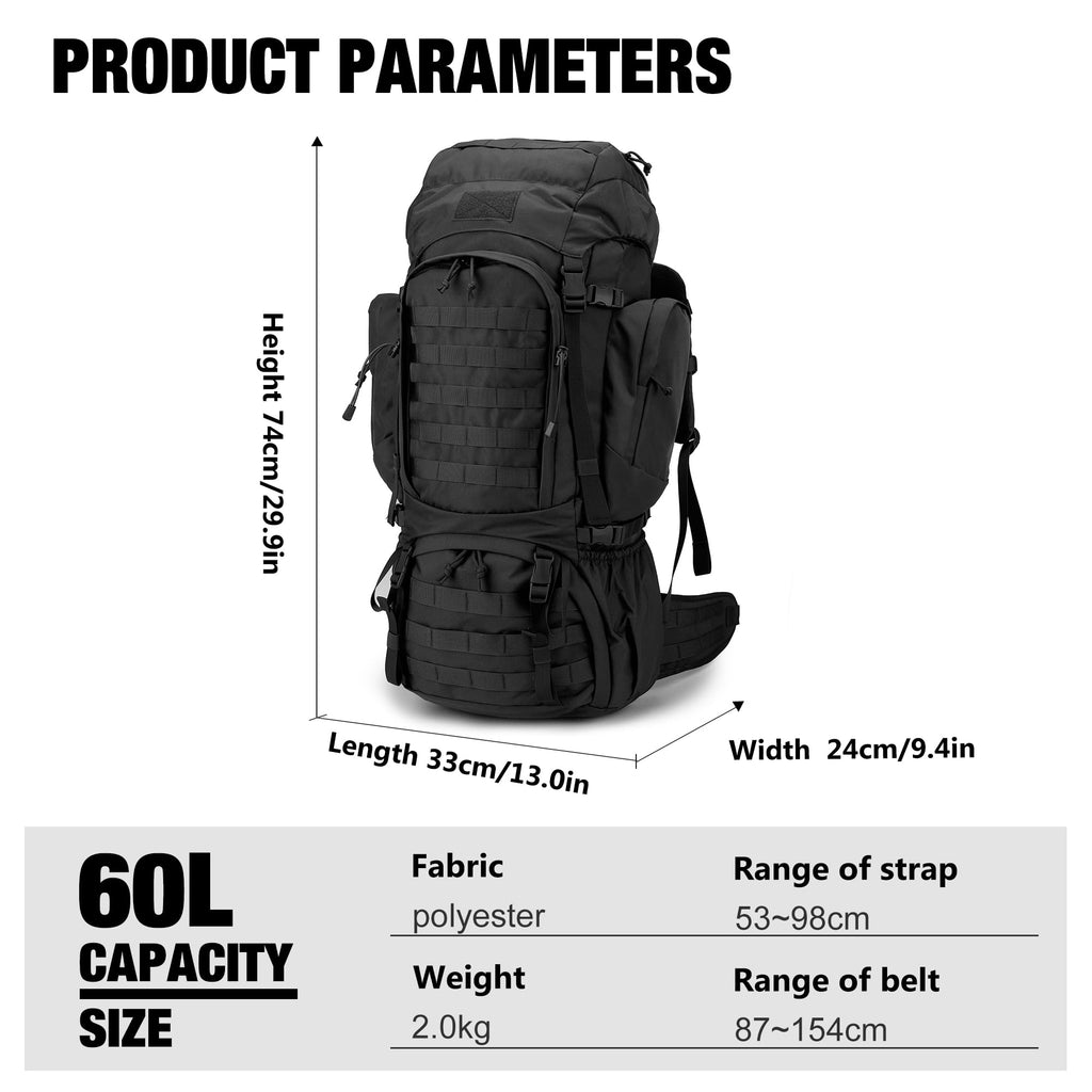 Mardingtop 60L Military Internal Frame Backpack For Hiking,Camping,Hunting,Rucksack Backpack With Rain Cover