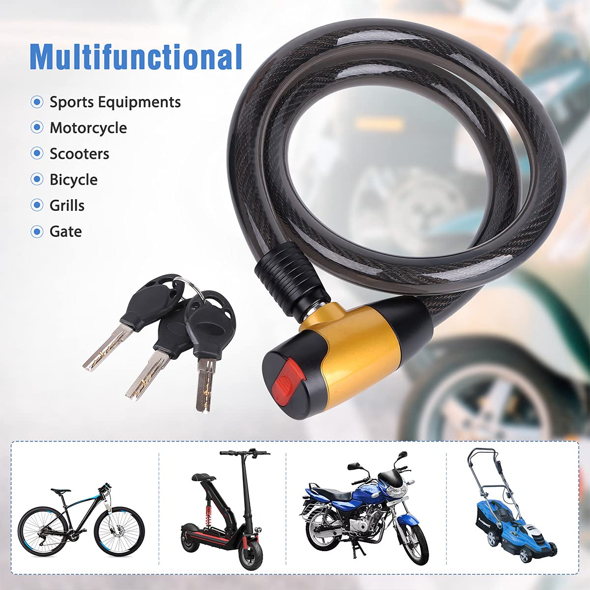 Cable Lock,Bike Lock,Motorcycle Lock,Lock Warehouse, Gate, Very Strong.