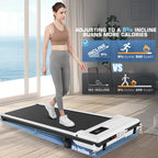 Incline Under Desk Treadmill,4 In 1 Walking Pad Treadmill For Home,2.5Hp Treadmill 300Lb Capacity,Folding Compact Treadmill With