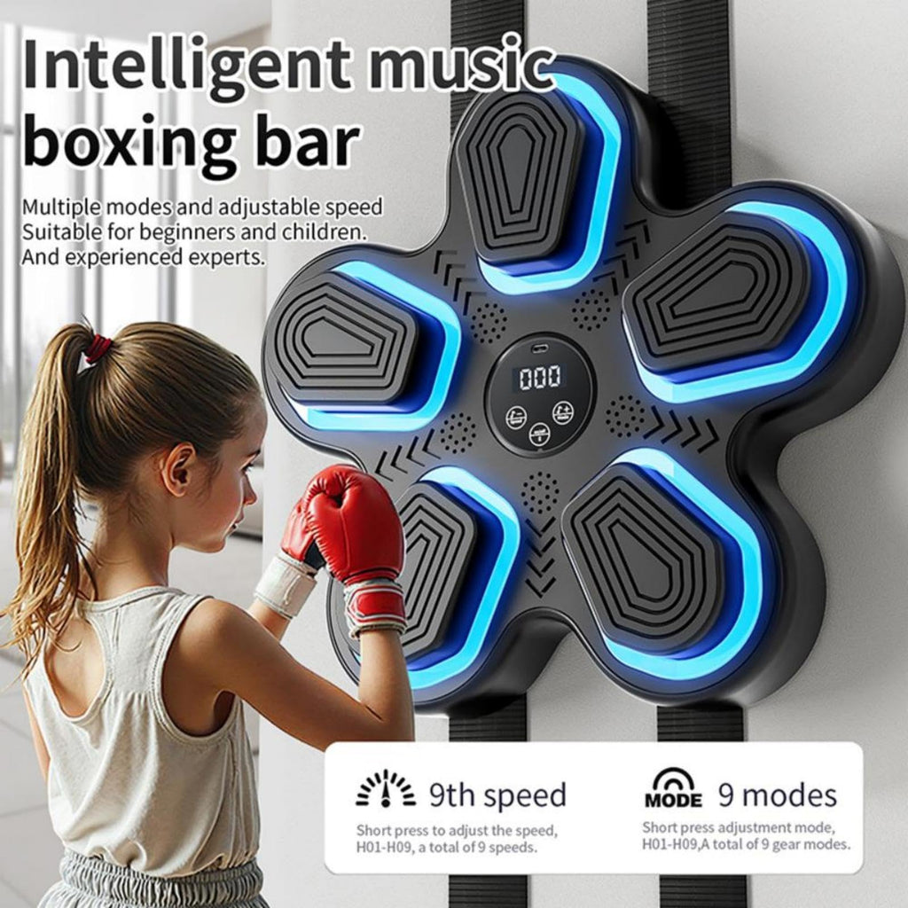 Yrougra Music Boxing Machine, Smart Bluetooth Boxing Training Target With Led Light, 9 Speed Modes, Digital Display, Wall-Mounte