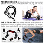Ab Roller Wheel, 10-In-1 Ab Exercise Wheels Kit With Resistance Bands, Knee Mat, Jump Rope, Push-Up Bar - Home Gym Equipment For
