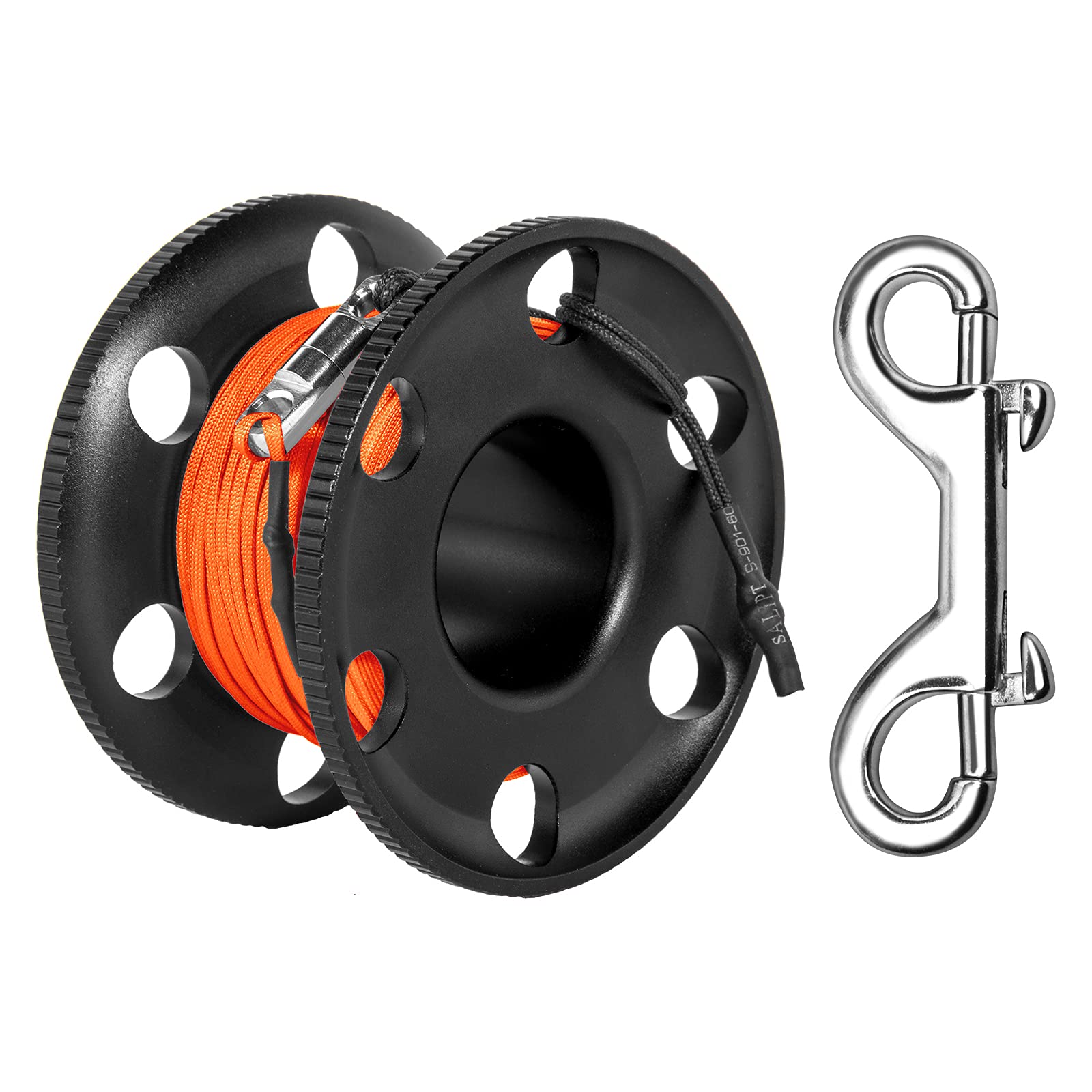 100Ft Scuba Diving Reel, Aluminum Alloy Large Scuba Spool Finger Reel With Double-Ended Bolt Snap Clip For Underwater Scuba Divi