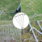 Tent Pegs - 12Pcs Aluminium Tent Stakes Pegs With Hook - 7 Hexagon Rod Stakes Nail Spike Garden Camping Pegs For Pitching Campin