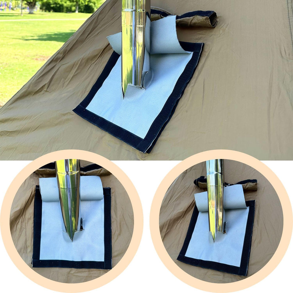 Taisoca Diy Stove Jack With Rain Flap,Double Layer Stove Jack 7.9 * 9Inch/20 * 23Cm,Fireproof Stove Jack For Protecting Hot Tent