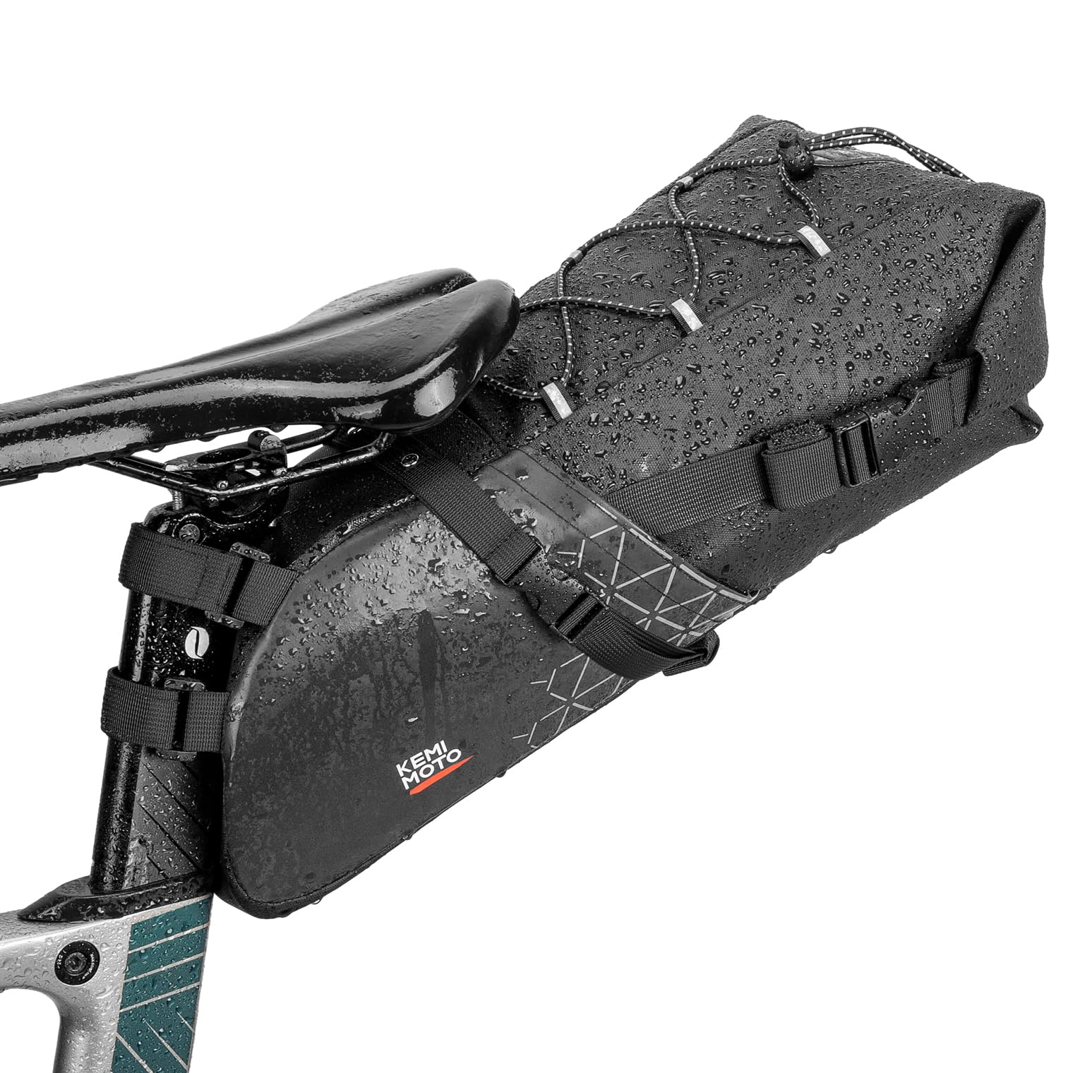 KEMIMOTO Bike Seat Bag, Expandable 11L Saddle Pouch Fully Waterproof Bikepacking, Road Bicycle Rear Pack Under Seat with PVC Ref