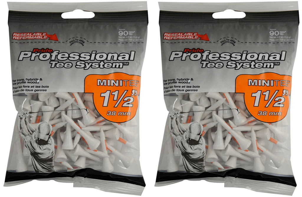 Pride Professional Tee System Minitee 1 '' Golf Tees, 90 Count (Pack Of 2)