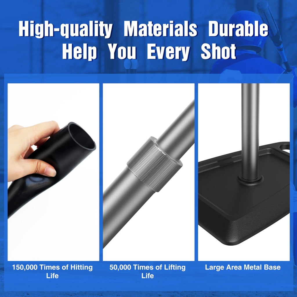 Portable Batting Tee For Baseball/Softball, Tees Height Adjustment From 24-45 Inch, Baseball Tees For Hitting With Heave Duty Ba