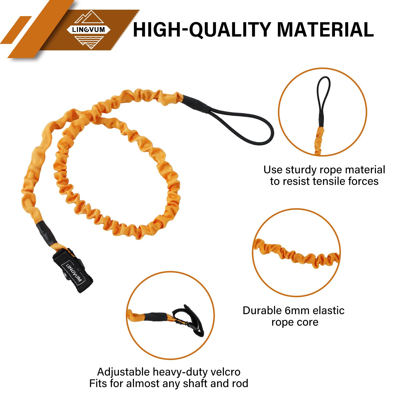 Lingvum Kayak Paddle Leash Stretchable Paddle Strap Coiled Lanyard Rope For Kayaking Canoing Boating, Fishing Poles Rods, Kayak