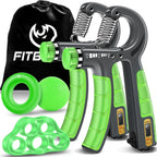 Fitbeast Forearm Strengthener Set - 2 Adjustable Hand Grippers With Counters For Athletes And Muscle Building - 5 Pack, Light Gr