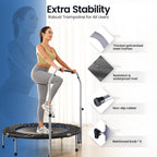 Bcan 48'''' Foldable Mini Trampoline For Adults Max Load 440Lbs, Fitness Rebounder With Adjustable Foam Handlebar, Exercise Tram