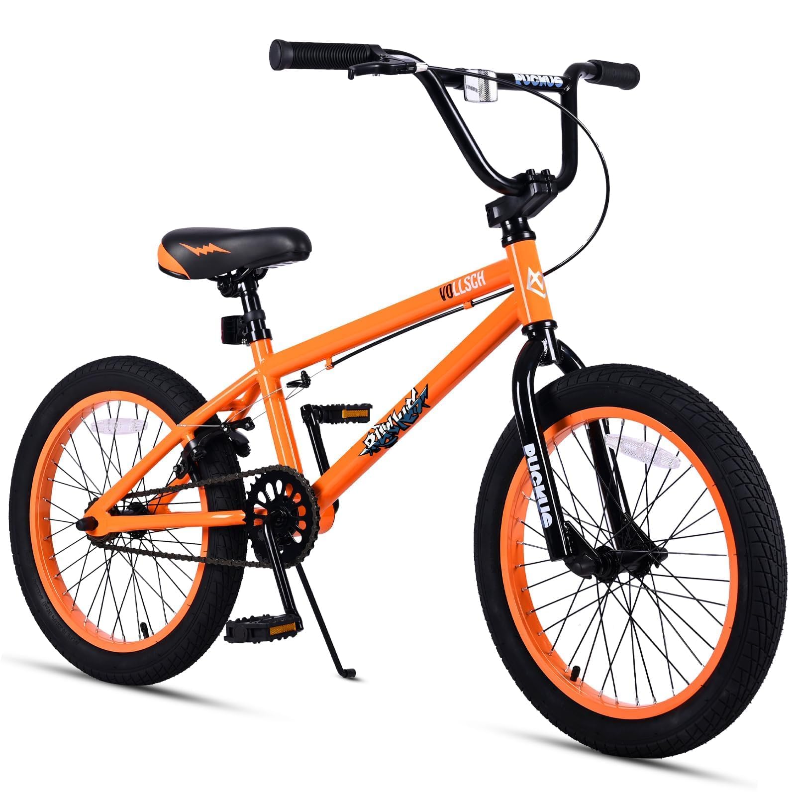 vollsch Freestyle BMX Bikes 18 Inch Kids Bicycle for 6-12 Years Old Teens, Boys, Girls, Beginner-Lever Riders, Orange