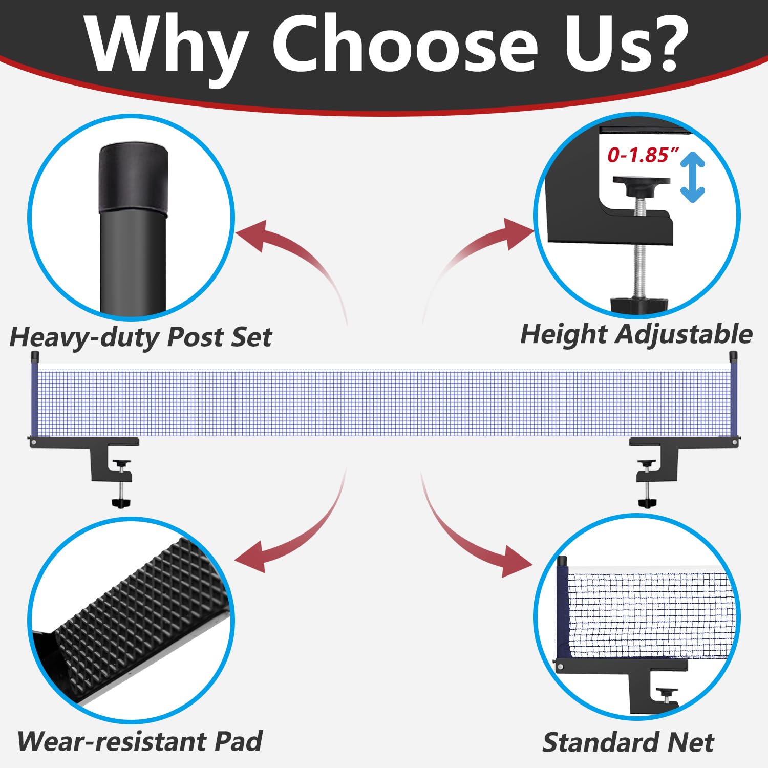 Bihomifi Table Tennis Net Ping Pong Net Professional Table Tennis Net And Post Set Adjusting Table Tennis Equipment Professional