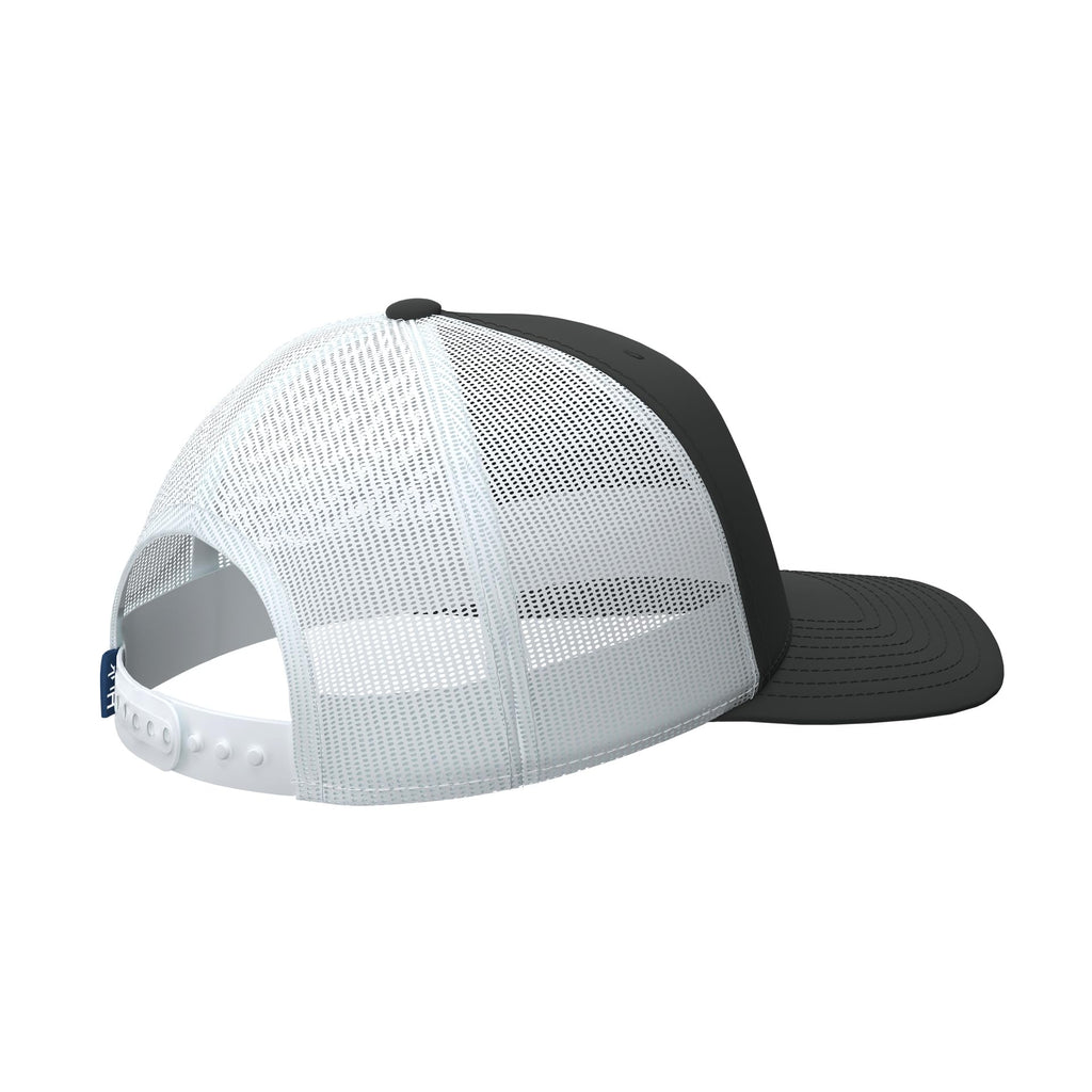 Huk Mens Trucker Hat, Anti-Glare Snapback Fishing Hat For Men, Side Arm - Black, One Size