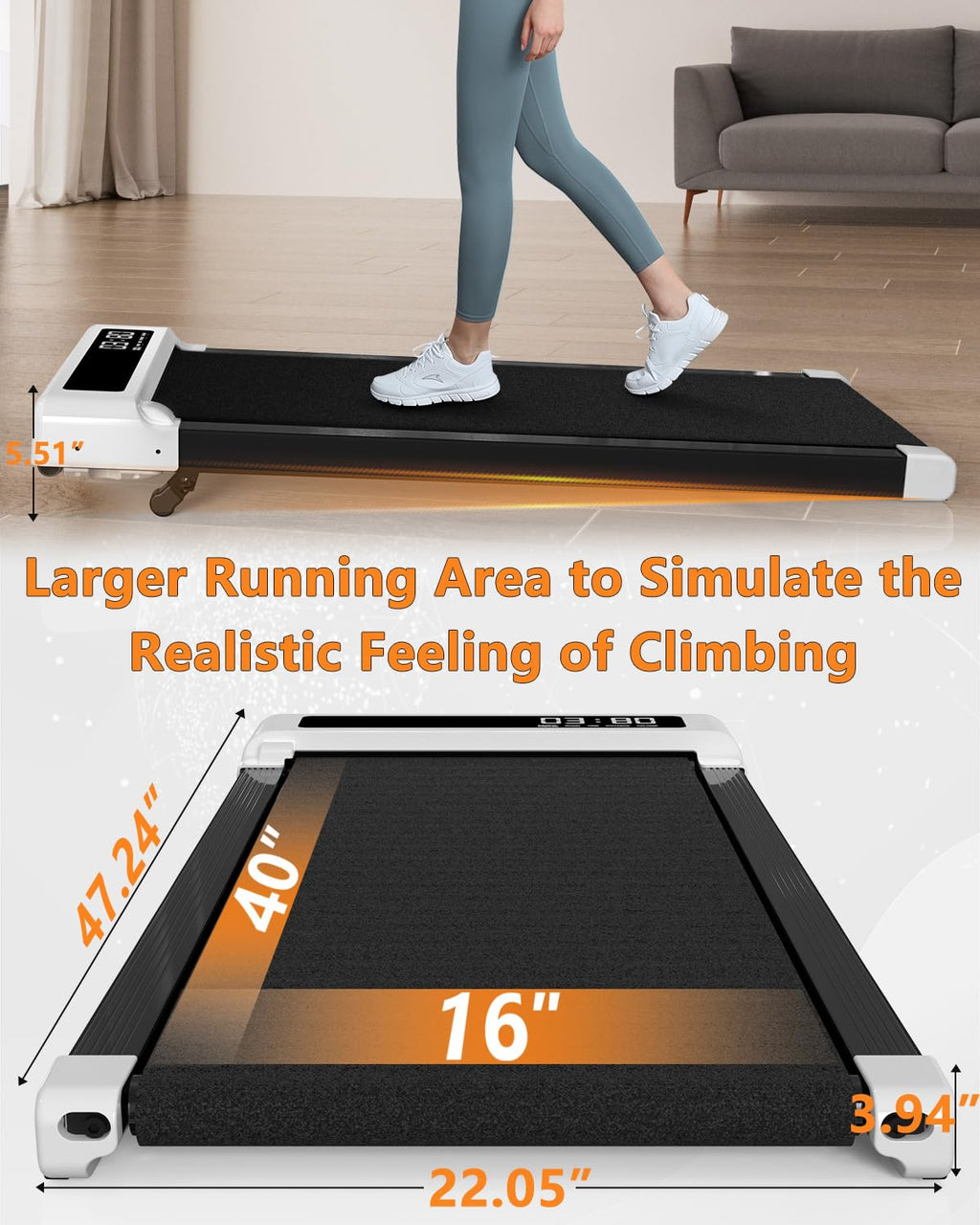 Walking Pad Treadmill Under Desk,Office Home Under Desk,265 Lbs Capacity Compact Mini Treadmill 2.5Hp 2 In 1 Walking Jogging Wit